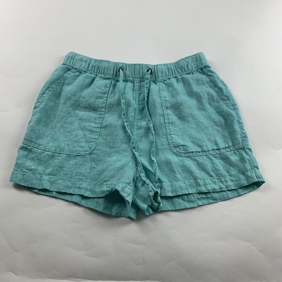 C&C California Light Aqua Linen Pull On Shorts M - Picture 1 of 3